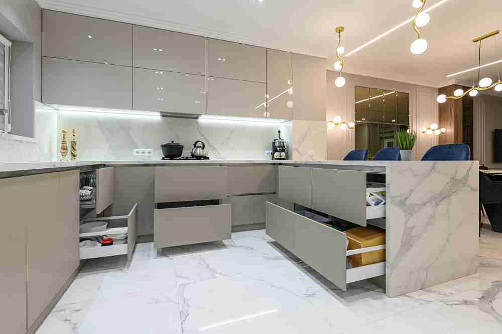 Bespoke kitchen design by Elite Kitchens & Bedrooms in York featuring hand-painted cabinets and modern appliances